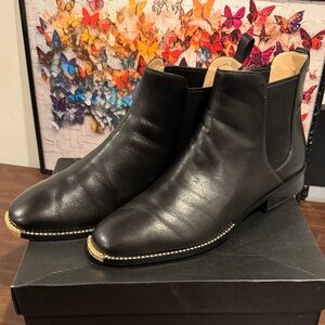 Coach Black Leather Chelsea Boots with gold accents.worn once size 10